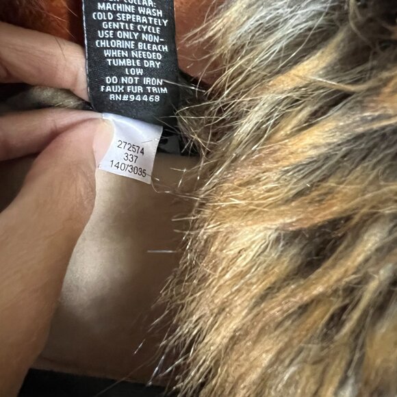 Moda International Victoria's Secret Tan Faux Fur Trim Longline Wool Peacoat XL - Picture 9 of 13